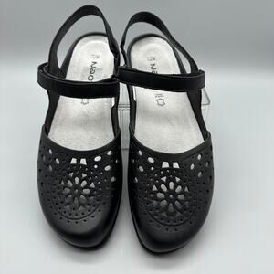 Naot Arataki Black Leather Mary Jane Slingback Flat Sandal EU38 APMA Comfort US7